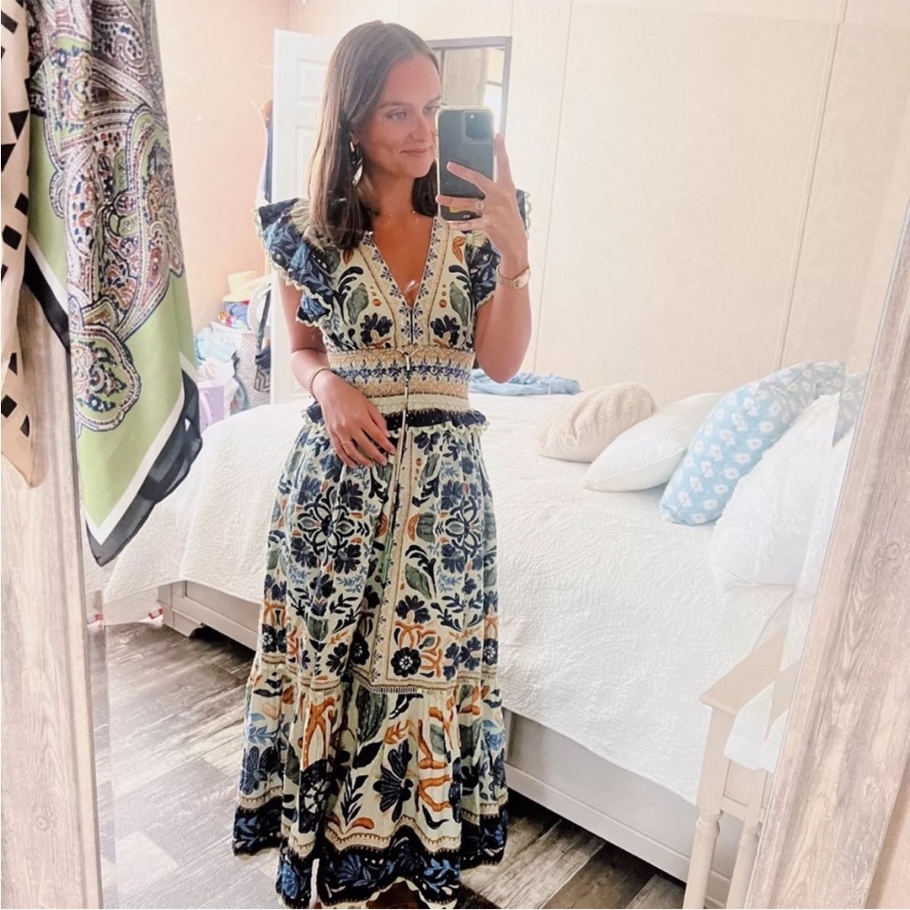 FARM Rio Ocean Tapestry Midi Dress- Medium - Picture 3 of 10